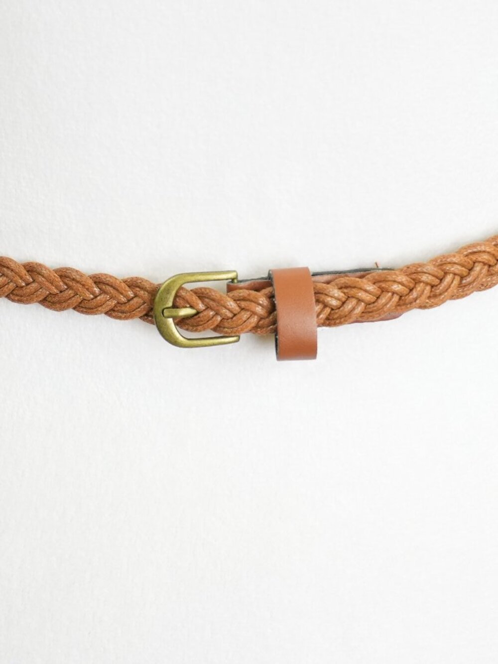 LNC Womens XS-M .5” Wide Thin Brown Belt Braided No Holes Choose a Length
